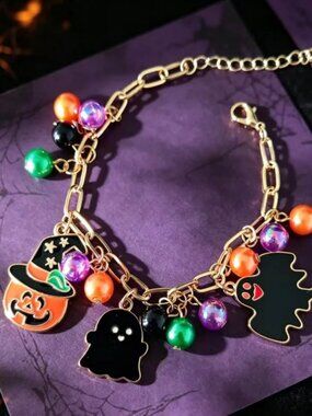 Halloween Pumpkin Ghost Charm Bracelet